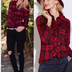NWOT Cabi Plaid Lodge Blouse